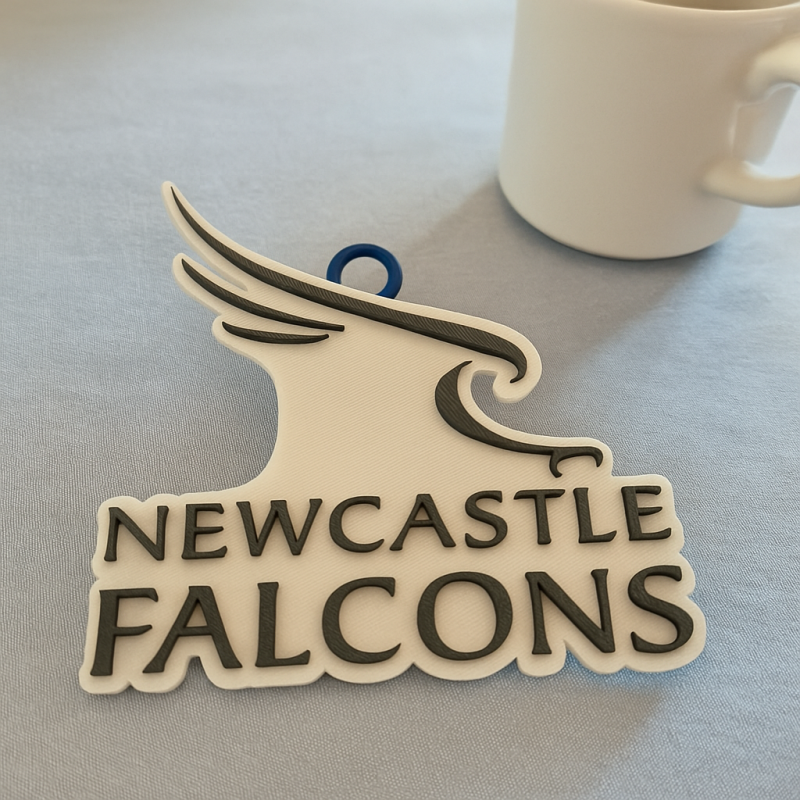 PREM Rugby Newcastle Falcons keychain badge color printable and renderable Model Cetak 3D .c4d .max .obj .3ds .fbx .stl .blend