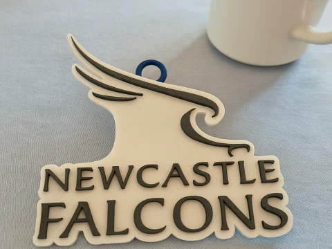 PREM Rugby Newcastle Falcons keychain badge color printable and renderable 3D Print Model
