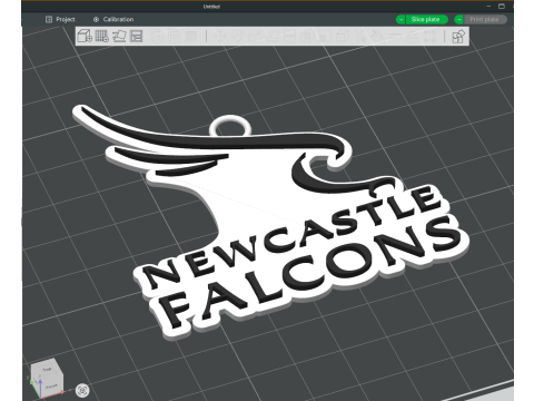 PREM Rugby Newcastle Falcons keychain badge color printable and renderable Model Cetak 3D