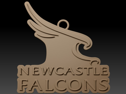 PREM Rugby Newcastle Falcons keychain badge color printable and renderable Model Cetak 3D