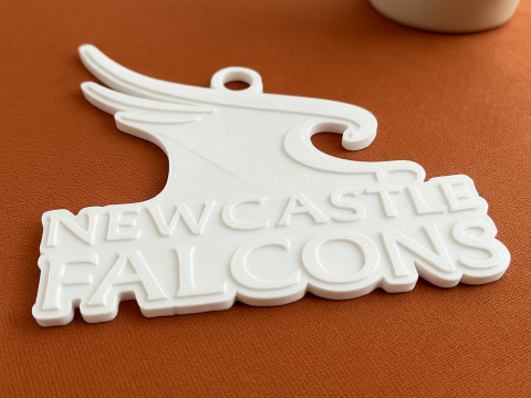 PREM Rugby Newcastle Falcons keychain badge color printable and renderable Model Cetak 3D