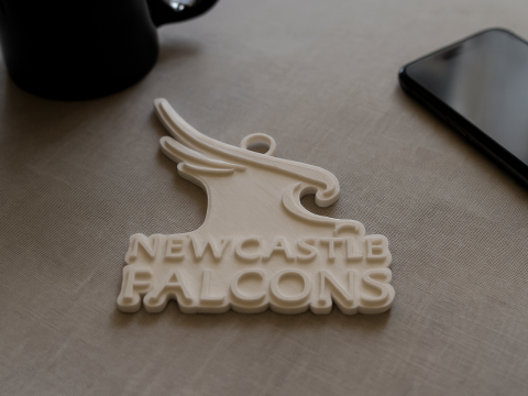 PREM Rugby Newcastle Falcons keychain badge color printable and renderable Model Cetak 3D