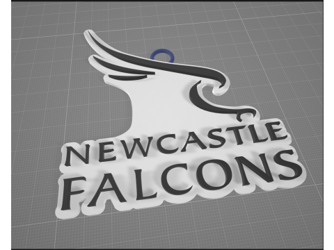 PREM Rugby Newcastle Falcons keychain badge color printable and renderable Model Cetak 3D