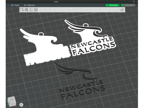 PREM Rugby Newcastle Falcons keychain badge color printable and renderable Model Cetak 3D