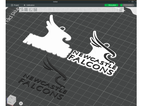 PREM Rugby Newcastle Falcons keychain badge color printable and renderable Model Cetak 3D