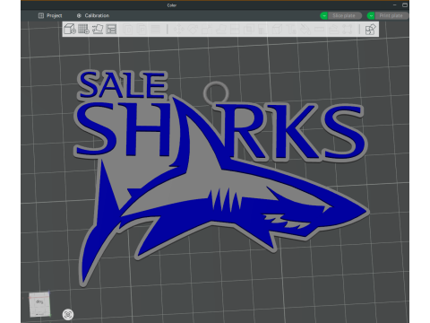 PREM Rugby Sale Sharks keychain badge color printable and renderable 3D 프린트 모델
