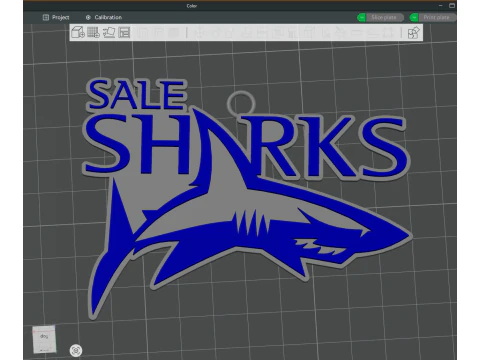 PREM Rugby Sale Sharks keychain badge color printable and renderable 3D Print Model