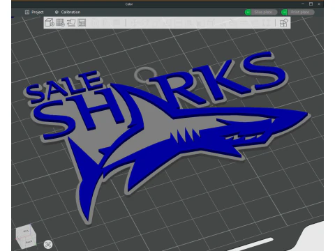 PREM Rugby Sale Sharks keychain badge color printable and renderable 3D Print Model