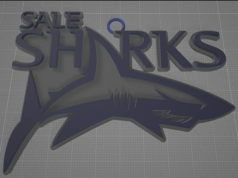 PREM Rugby Sale Sharks keychain badge color printable and renderable 3D Print Model