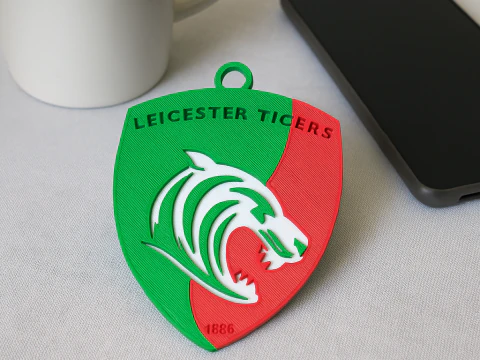 PREM Rugby Leicester Tigers keychain badge color printable and renderable 3D Print Model