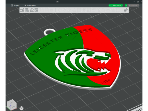 PREM Rugby Leicester Tigers llavero insignia color imprimible y renderizable Modelo de impresión 3D
