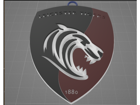 PREM Rugby Leicester Tigers llavero insignia color imprimible y renderizable Modelo de impresión 3D