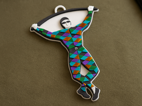 PREM Rugby Harlequin FC keychain badge color printable and renderable Model Cetak 3D