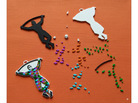 PREM Rugby Harlequin FC keychain badge color printable and renderable 3D Print Model