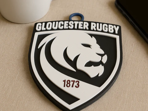 PREM Rugby Gloucester Rugby keychain badge color printable and renderable 3D Print Model