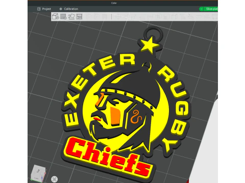 PREM Rugby Exeter Chiefs keychain badge color printable and renderable 3D Print Model