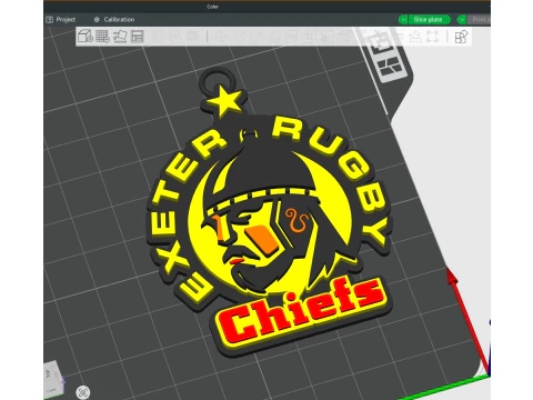 PREM Rugby Exeter Chiefs keychain badge color printable and renderable 3D Print Model