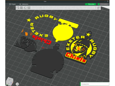 PREM Rugby Exeter Chiefs keychain badge color printable and renderable 3D Print Model