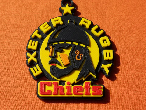 PREM Rugby Exeter Chiefs keychain badge color printable and renderable 3D Print Model