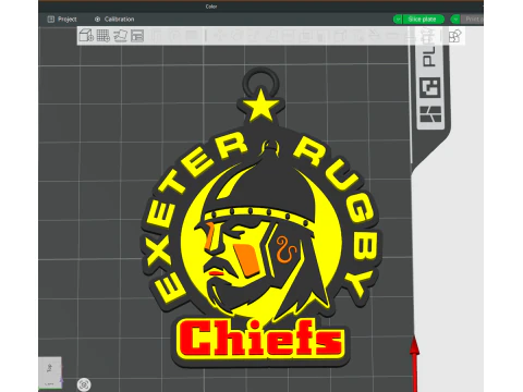 PREM Rugby Exeter Chiefs keychain badge color printable and renderable 3D Print Model