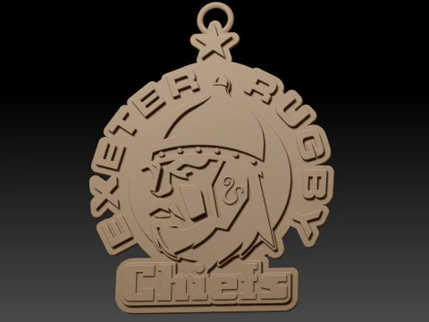 PREM Rugby Exeter Chiefs keychain badge color printable and renderable 3D Print Model