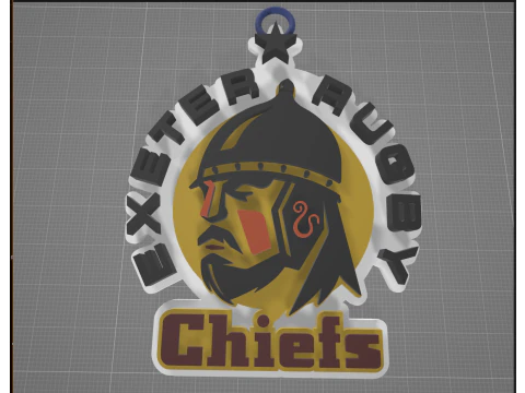 PREM Rugby Exeter Chiefs keychain badge color printable and renderable 3D Print Model