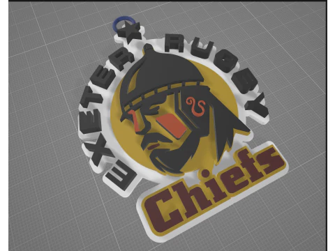 PREM Rugby Exeter Chiefs keychain badge color printable and renderable 3D Print Model