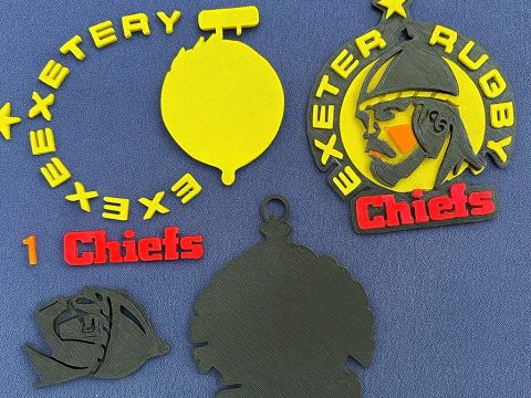 PREM Rugby Exeter Chiefs keychain badge color printable and renderable 3D Print Model