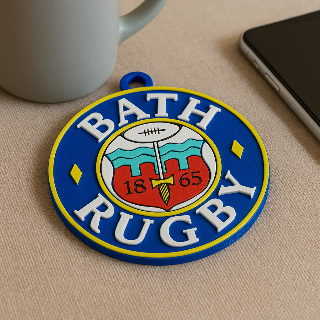 PREM Rugby Bath keychain badge color printable and renderable 3D Print Model .c4d .max .obj .3ds .fbx .stl .blend