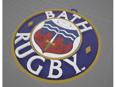 PREM Rugby Bath keychain badge color printable and renderable 3D प्रिंट मॉडल