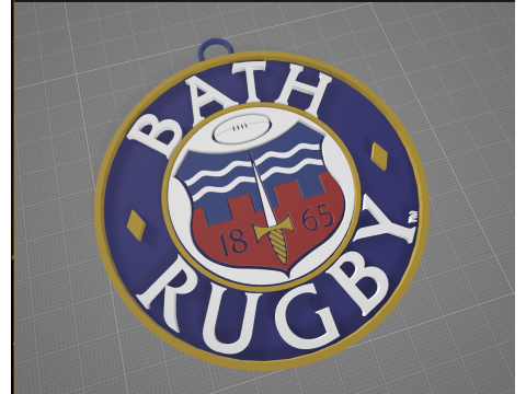 PREM Rugby Bath keychain badge color printable and renderable 3D प्रिंट मॉडल