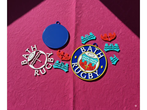 PREM Rugby Bath keychain badge color printable and renderable 3D Print Model