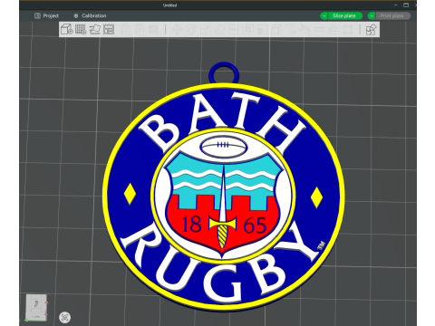 PREM Rugby Bath keychain badge color printable and renderable 3D प्रिंट मॉडल