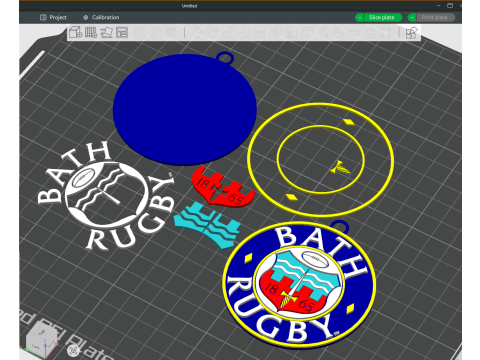 PREM Rugby Bath keychain badge color printable and renderable 3D प्रिंट मॉडल
