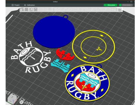 PREM Rugby Bath keychain badge color printable and renderable 3D Print Model