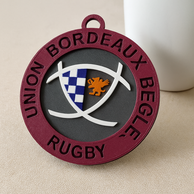 Top 14 Union Bordeaux Begles keychain badge color printable and renderable Modello di stampa 3D .c4d .max .obj .3ds .fbx .stl .blend 