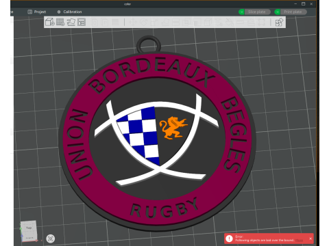 Top 14 Union Bordeaux Begles keychain badge color printable and renderable Modello di stampa 3D