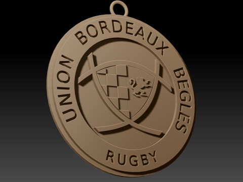 Top 14 Union Bordeaux Begles keychain badge color printable and renderable Modello di stampa 3D