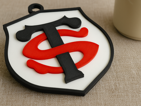 Top 14 Stade Toulousain keychain badge color printable and renderable Modello di stampa 3D