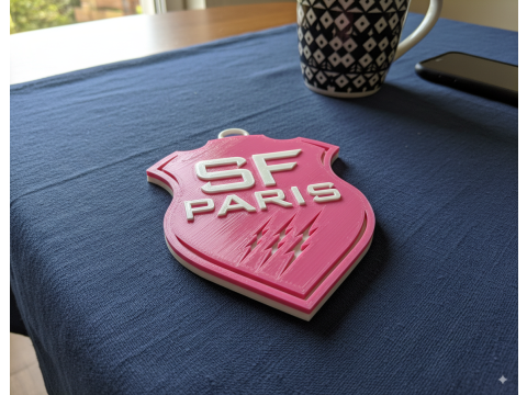Top 14 Stade francais keychain badge color printable and renderable Modello di stampa 3D