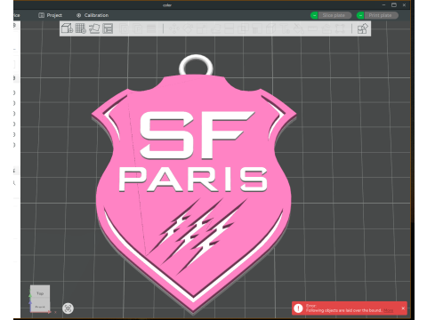 Top 14 Stade francais keychain badge color printable and renderable 3D 打印模型
