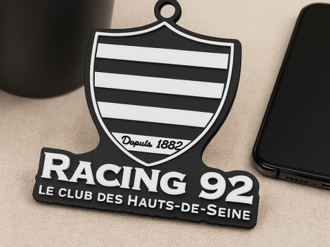 Top 14 Racing 92 keychain badge color printable and renderable Modello di stampa 3D