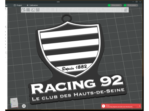 Top 14 Racing 92 keychain badge color printable and renderable Modello di stampa 3D