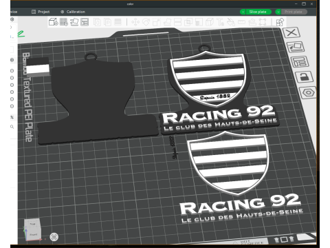 Top 14 Racing 92 keychain badge color printable and renderable Modello di stampa 3D