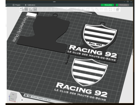 Top 14 Racing 92 keychain badge color printable and renderable Modello di stampa 3D