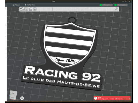 Top 14 Racing 92 keychain badge color printable and renderable Modello di stampa 3D