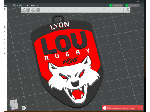 Top 14 Lyon Olympique keychain badge color printable and renderable Modello di stampa 3D