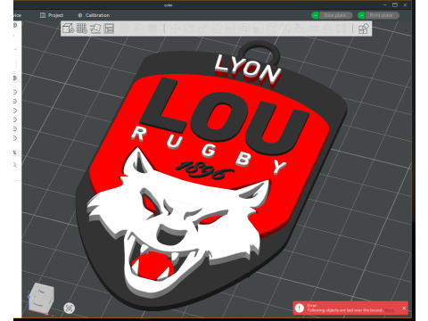 Top 14 Lyon Olympique keychain badge color printable and renderable Modello di stampa 3D