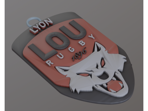 Top 14 Lyon Olympique keychain badge color printable and renderable Modello di stampa 3D
