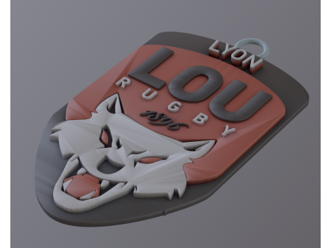 Top 14 Lyon Olympique keychain badge color printable and renderable Modello di stampa 3D